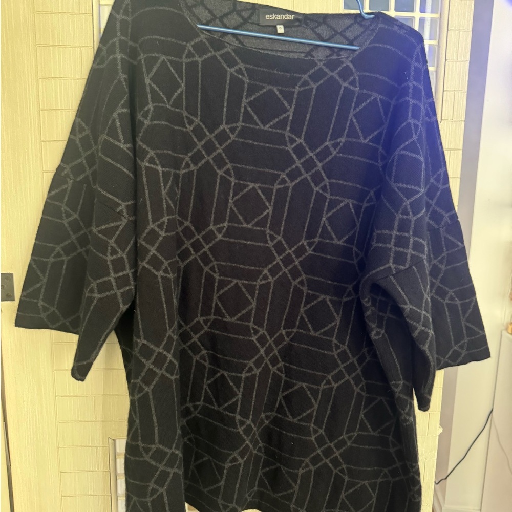 Eskandar One Size Black 100% Cashmere Sweater 2000$